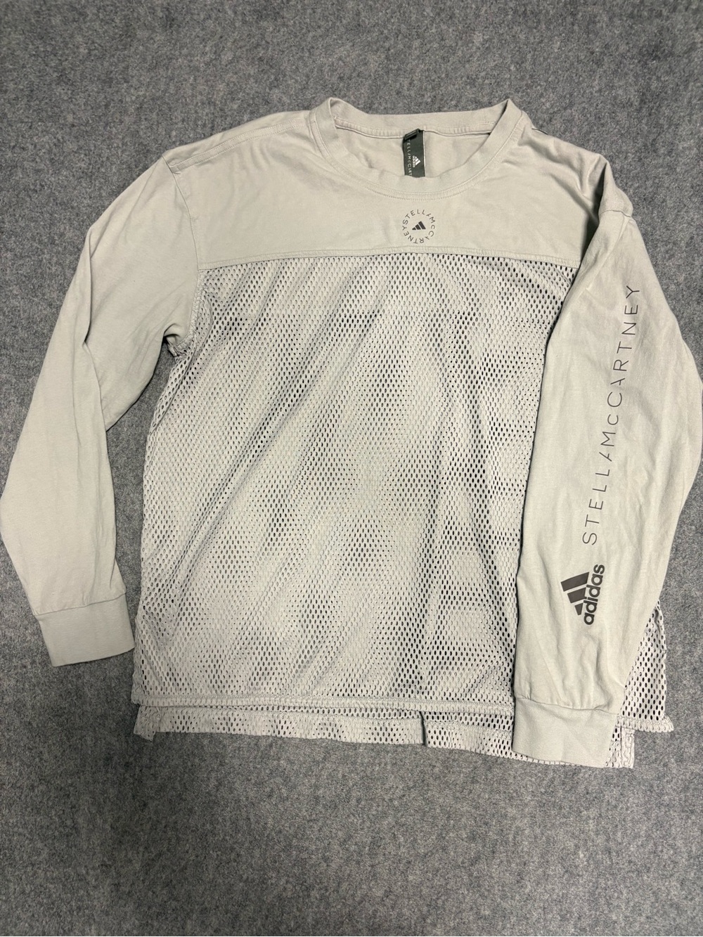 Adidas by Stella McCartney Kids Pale Gray Long Sleeve Mesh Panel Top